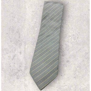 ERMENEGILDO ZEGNA COUTURE Silk Tie ITALY Gray Beige Striped W:3.6" EUC